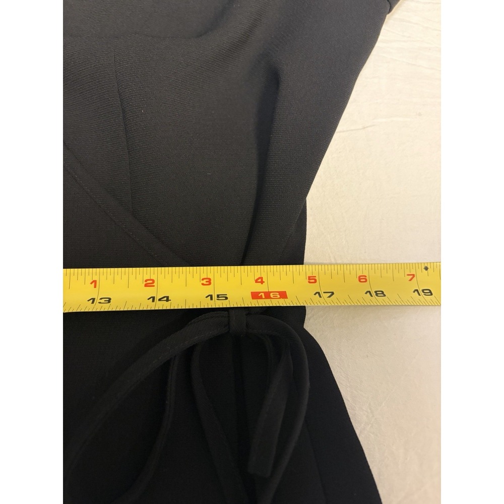 Vtg Talbot's Black Crepe Wrap Dress Sz 12 Long Slvs Office to Dinner Tailored - Picture 7 of 12